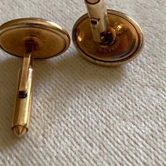 Vintage Krementz Tiger’s Eye Cufflinks– Pre-Patent 1930s • Gold Tone • Oval Dome - Picture 6 of 14